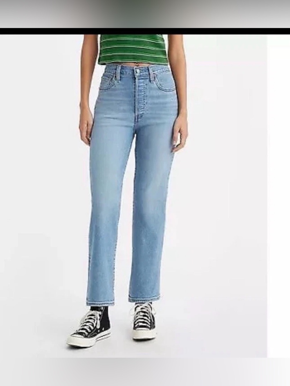 Levis Jeans Women 24 Ribcage Straight Ankle High Button Fly Stretch Denim 24x27